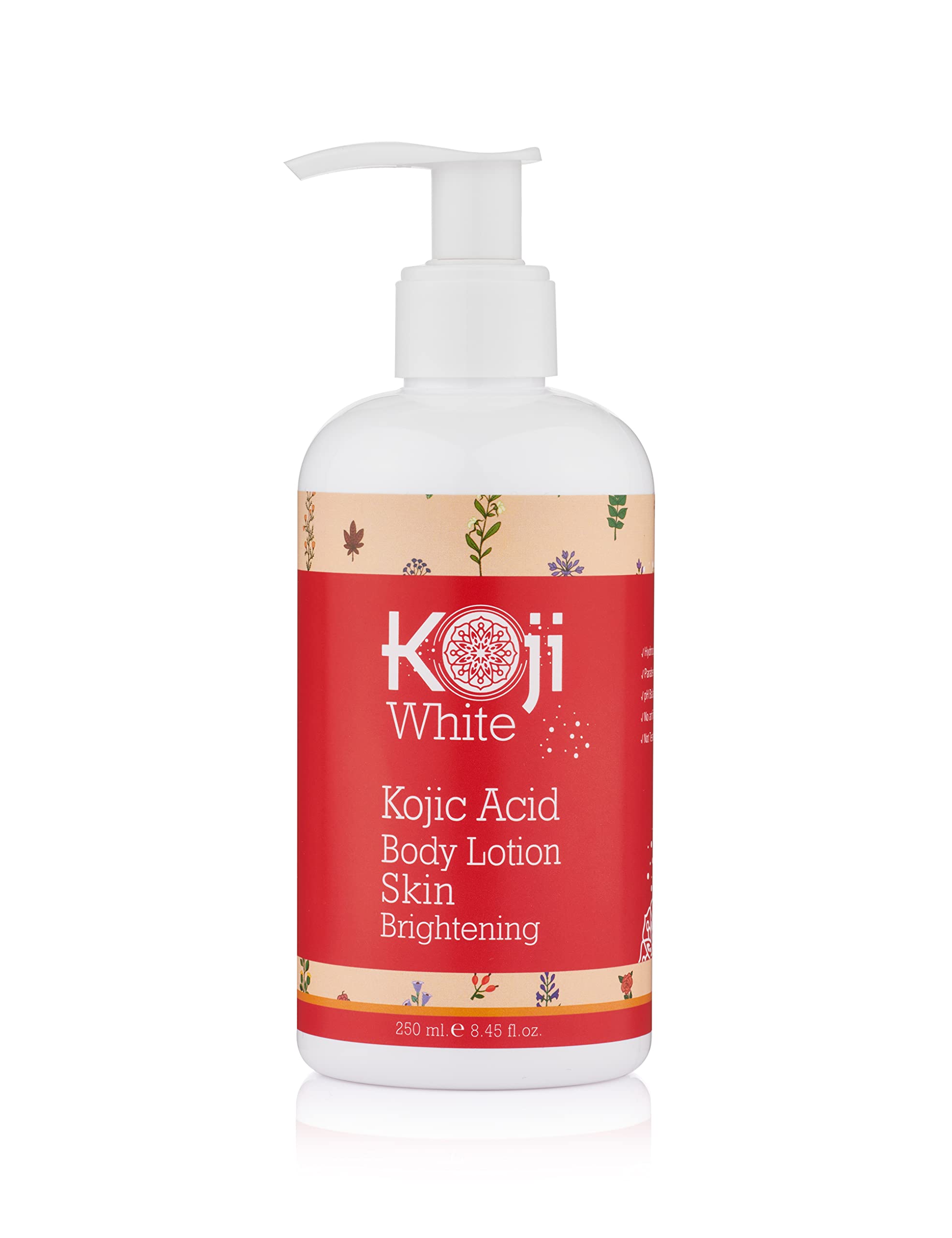 Koji White Kojic Acid Skin Brightening Body Lotion - Body Moisturizer, Boost Hydrating, Sun Damage Skin, Uneven Skin Tone, Paraben-Free, Vegan, 8.45 Fl Oz Bottle